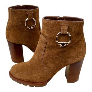 Tory Burch Sofia Logo Ring High-Heel Booties